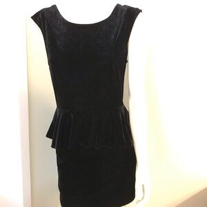 Guess Black Peplum Ruffled Mini Dress